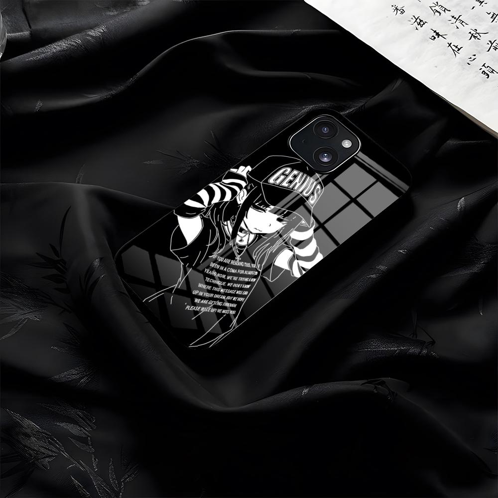 Anime Halftone Monokuro Girl Phone Case For IPhone 17 Pro Max 16 15 14 Pro Max 13 11 Plus Glass Cover