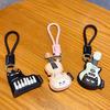 PU Leather Cartoon Violin Keychain with Carabiner Piano Cat Keyring Cat Keychain  Music Lovers Gift