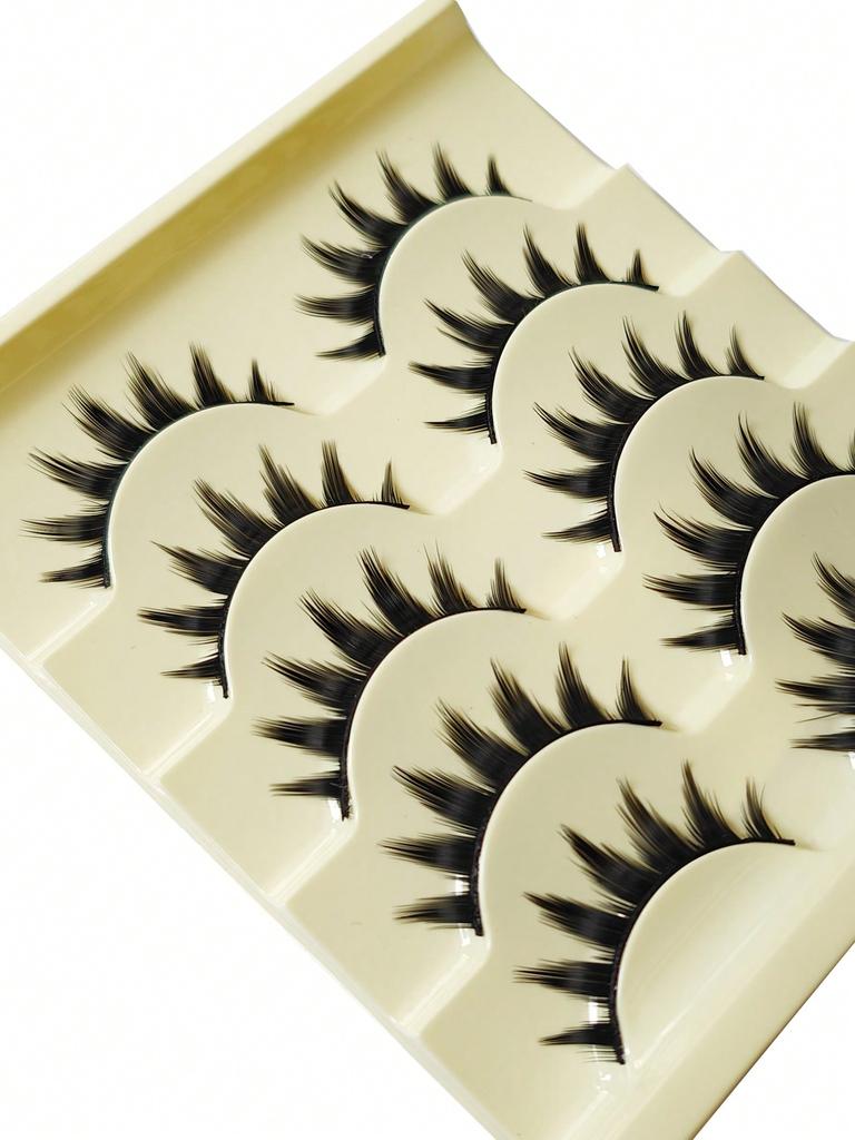 5 Pairs/Box Deluxe Dramatic Lengthening & Volumizing False Eyelashes For Women, Suitable For Cosplay, Party, Halloween, Christmas