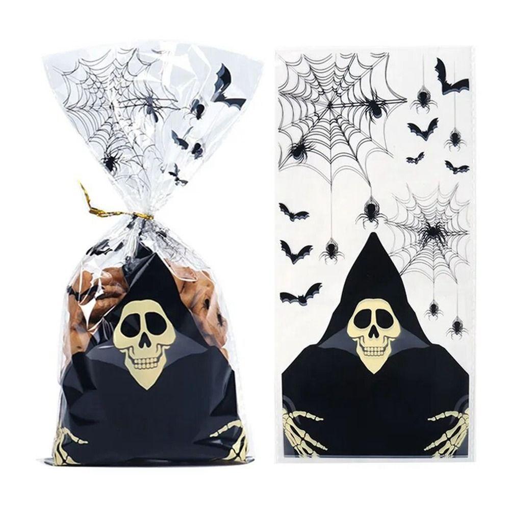 50pcs/pack Bat Pattern Dessert Packaging Bag With Ties Gift Bags Halloween Candy Bags  Home