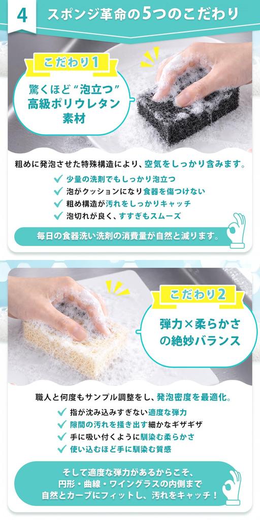 kitchen sponges that get last over a and offer incredible lathering and A revolutionary sponge for commercial use black Japanese-made don't slimy,