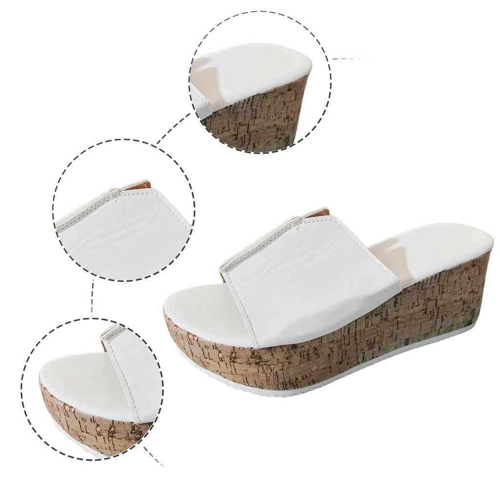 Fashion Wedges Slippers Summer Shoes for Women Leather Open Toe Beach Shoes Platform Slippers Women Flats Sandalias De Mujer Verano 2024