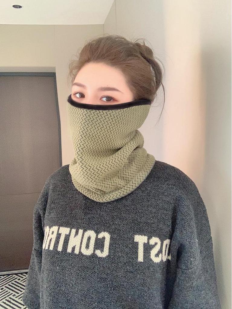 Wavy Fleece Striped Cycling Veil: Windproof, Cold-Proof Mask for Autumn & Winter