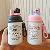 Thermos cup high value cartoon straw cup portable stainless steel student vacuum cup