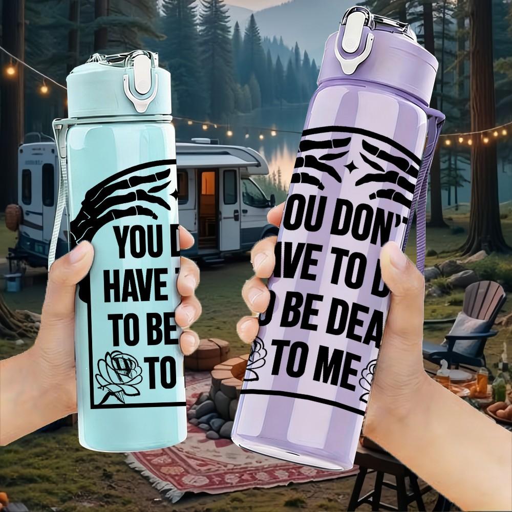1PC Anti Depression Quote Text 750ml Color Plastic Sports Water Bottle Leakproof Flip Straw Lid Suitable for Sports Office Home Use
