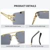 New Fashion Personalized Borderless Eyeglasses Leopard Head Double Beam Sunglasses Trendy Men Outdoor Driving Eyewear