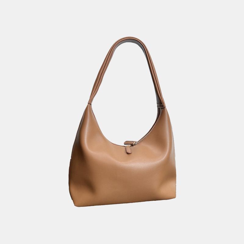 

Retro Soft Leather Tote Bag, Milk Tea Colored Bag, Women s Commuting Large Capacity Single Shoulder Armpit Bag коричневый