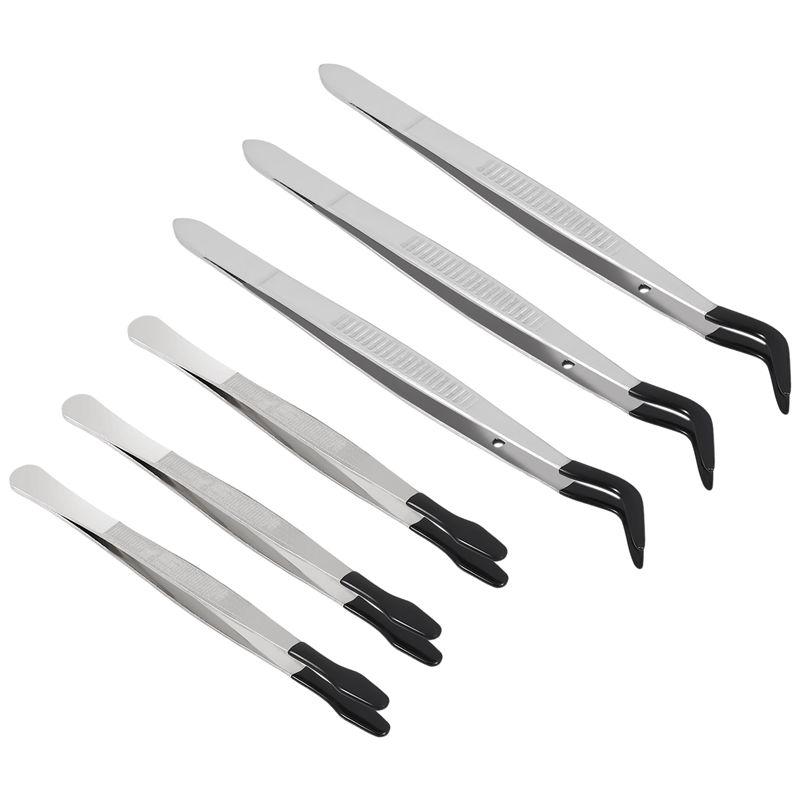 

AEE4-6 Pcs Of Rubber Tip Tweezers PVC Silicone Precision Tweezers Laboratory Industrial Hobby Craft Tweezers Tool