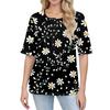 Shirts For Women Trendy Round Neck Button T Shirts Printed  Blouse Half Sleeve Tops For Women