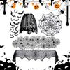 Halloween Decorations Tablecloth Runner Black Lace Round Spider Cobweb Table Cover Fireplace Mantel Scarf Spiderweb Fireplace