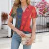 Womens Shirts Summer Business Casual Work Tops Short Sleeve Button Down Collared V Neck Blouse T-Shirt