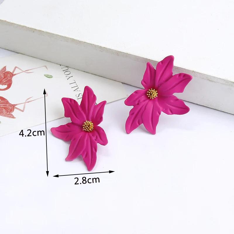 2024 New Rose Red Flower Hanging Earrings for Women Love Heart Blooming Florals Cute Lovely Female Ear Zircon Brincos New