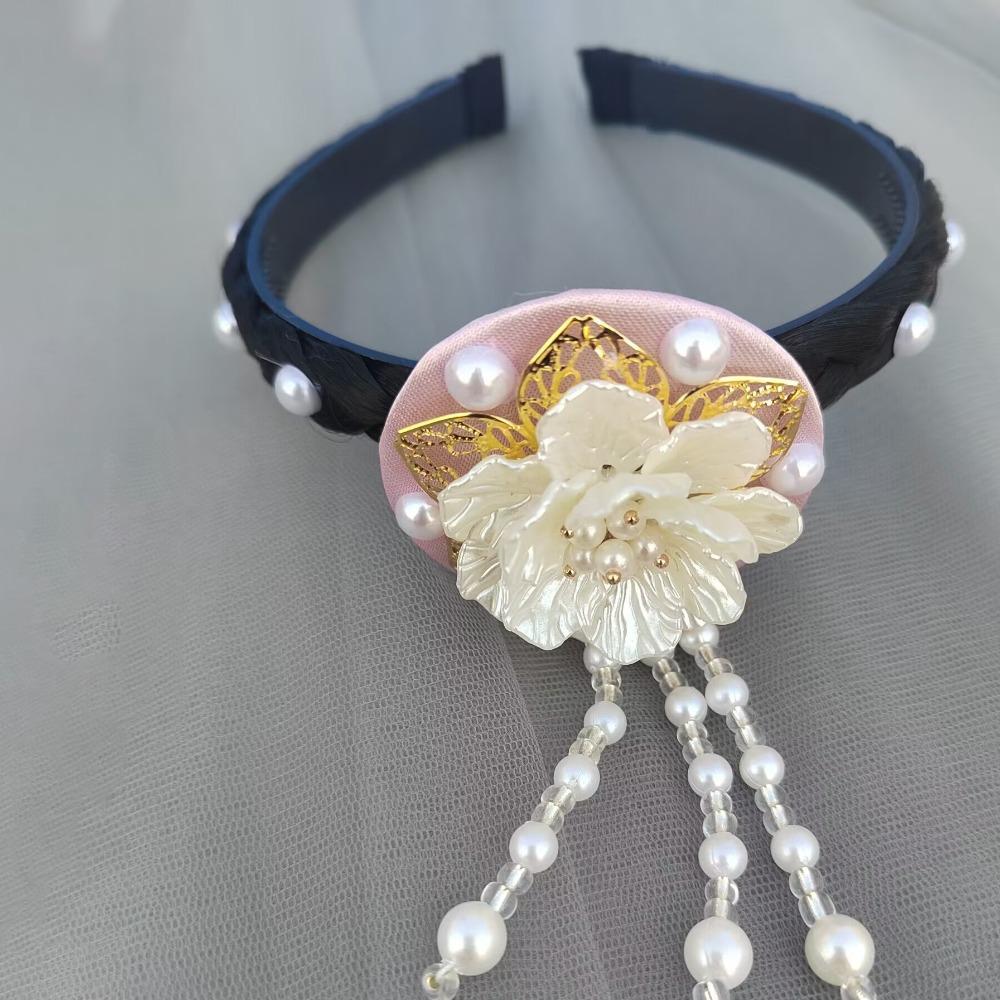 

Жемчужная Ханбок Повязка для волос Кисточка Сценический танец Обруч для волос Классическая корейская Повязка на голову Выступление светло-розовый