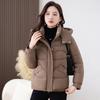 Women’s Short Windproof Thicken Warm Winter Jacket With Detachable Hood