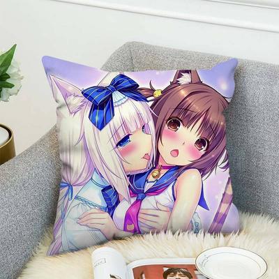 Anime NekoPara Pillow Case Double-Sided Printing Cushion Cover 45x45 Decorative Cushions Sofa Home Decor Soft Pillowcase