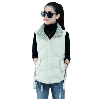 Herbst und Winter Damen Einfarbig Lose Weste Stehkragen Kurze Weste Jacke Baumwolle Gepolstert Damen Winddichte Warme Weste