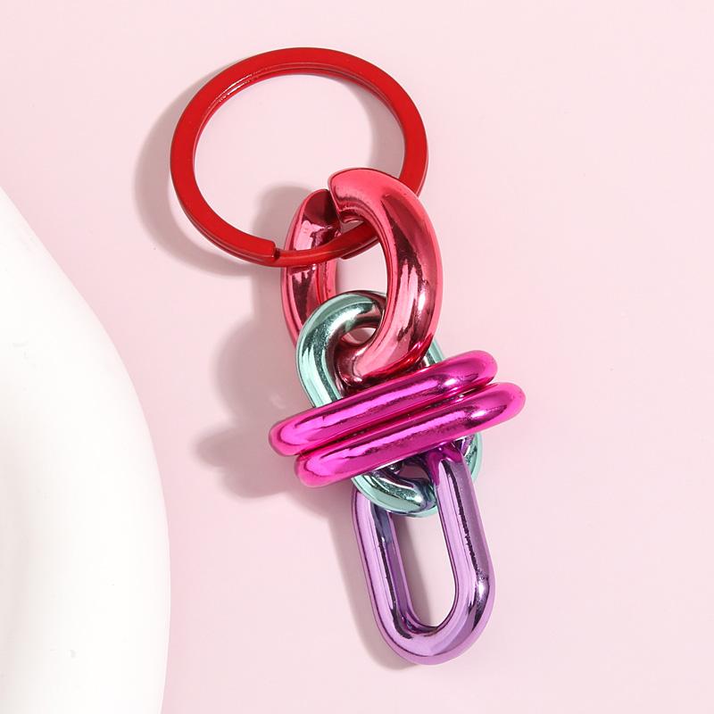 Colorful Acrylic Plastic Link Chain Keychain Creative Handmade Key Ring For Women Men Handbag Accessories DIY Friendship Gifts