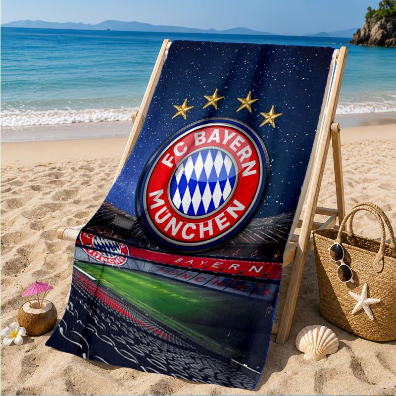 Munich FC Artwork Printed Microfiber Beach Towel, Soft And Absorbent, Quick-Dry, Ideal for Summer Travel, Beach Essential, Swimming Pool