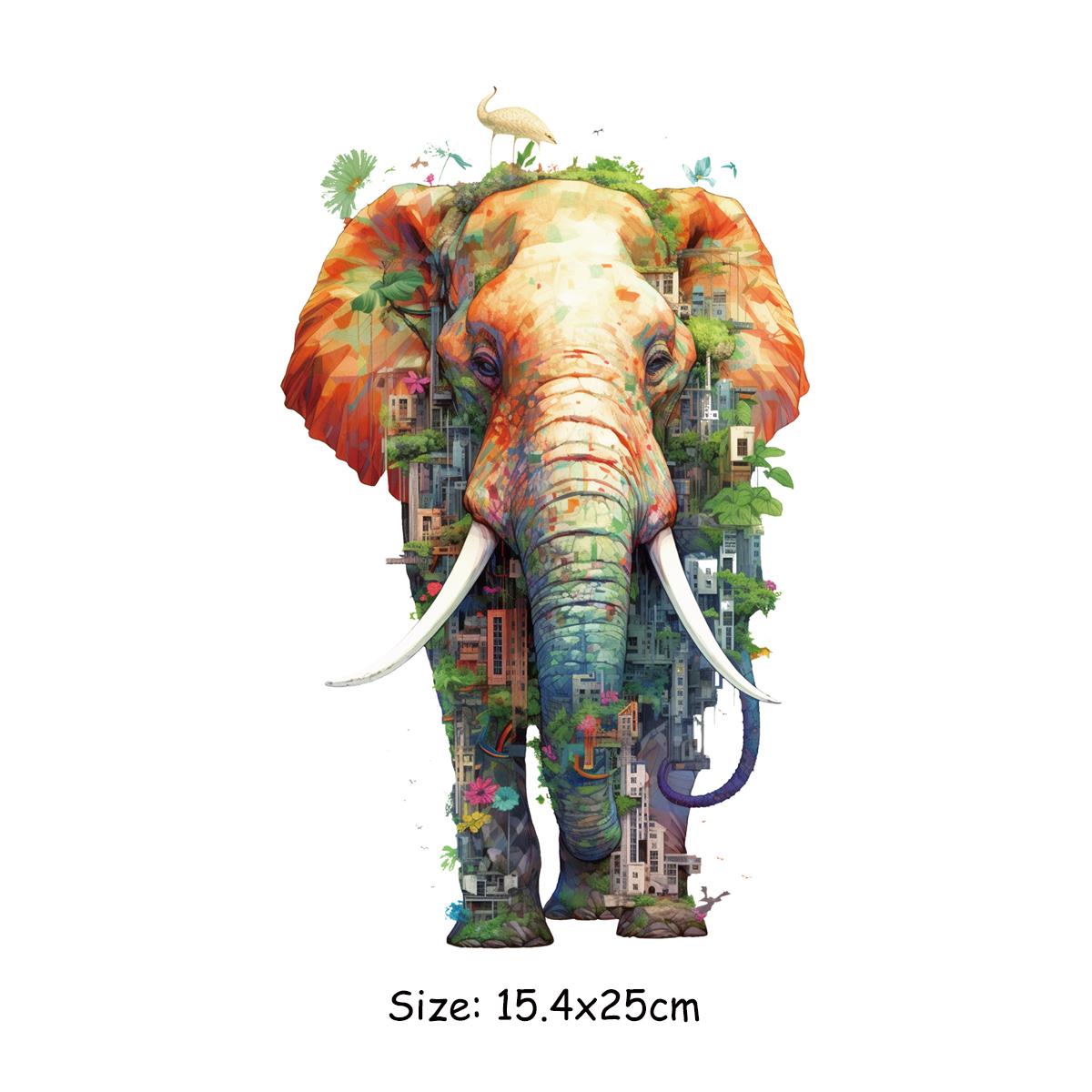 

Переводные картинки с изображением слона, наклейки на одежду, толстовки, футболки, термопресс, аппликация своими руками, нашивки Ropa 3D