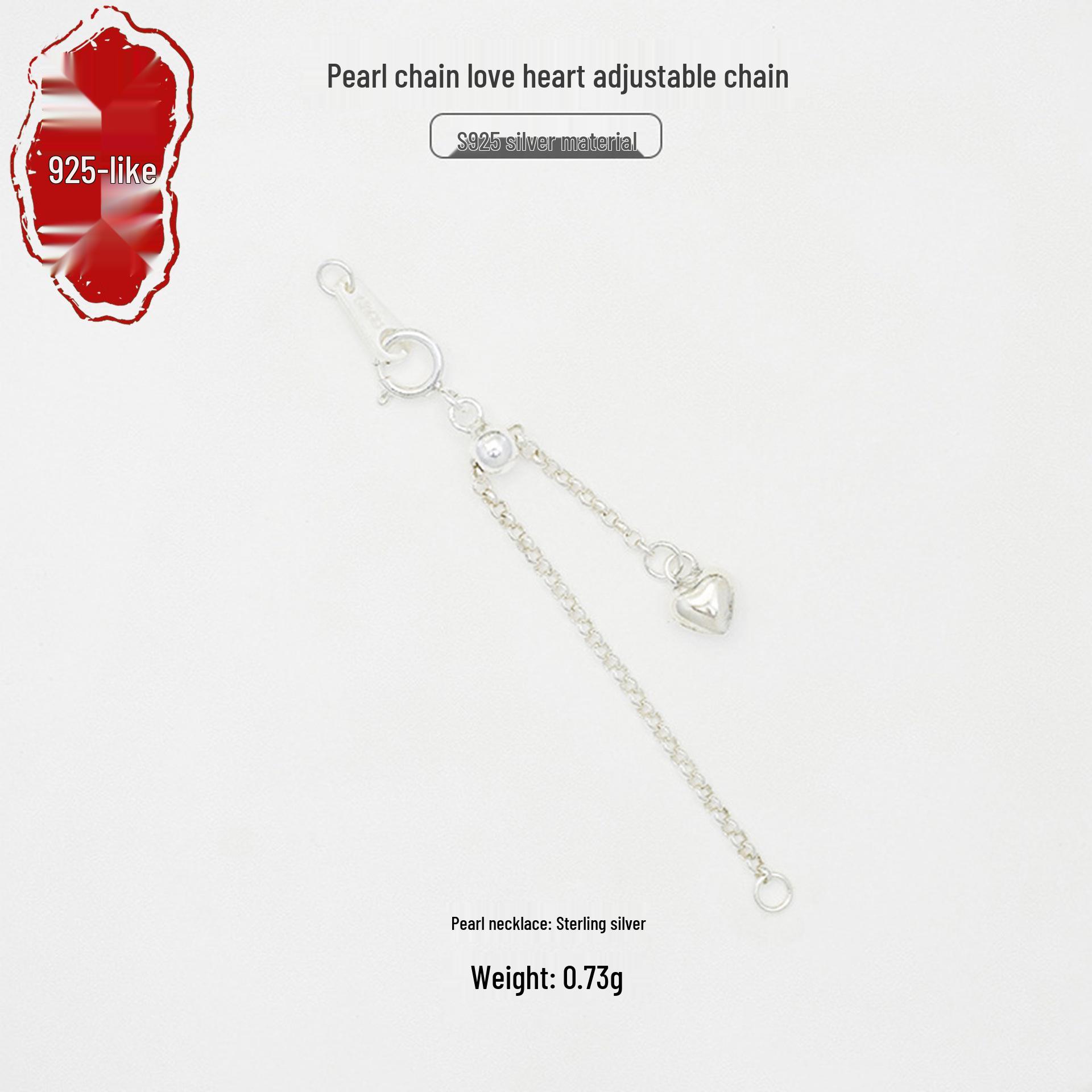 S925 Gold-Plated Bead Pearl Heart Extension O-Ring DIY Bracelet Silver Chain Tail S925: 1 Piece