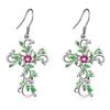 Women Stylish Elegant Cross Color Earrings Necklace Pendant Set for Wedding Party