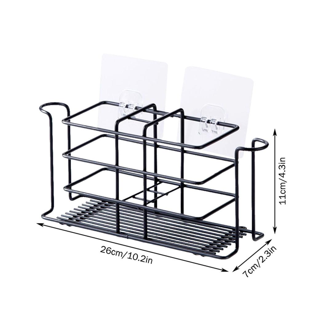 Bathroom Shelves Toothbrush Holder Metal Bathroom Toothpaste Holder With Multifunctional Electric Toothbrush Black