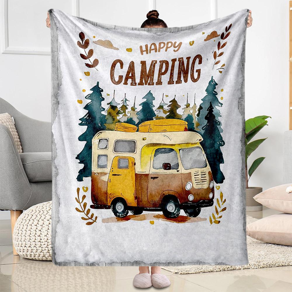 Camper Life Adventure Blankets Are Suitable for Living Rooms,making Them an Ideal Choice for Outdoor Travel and Gifts.