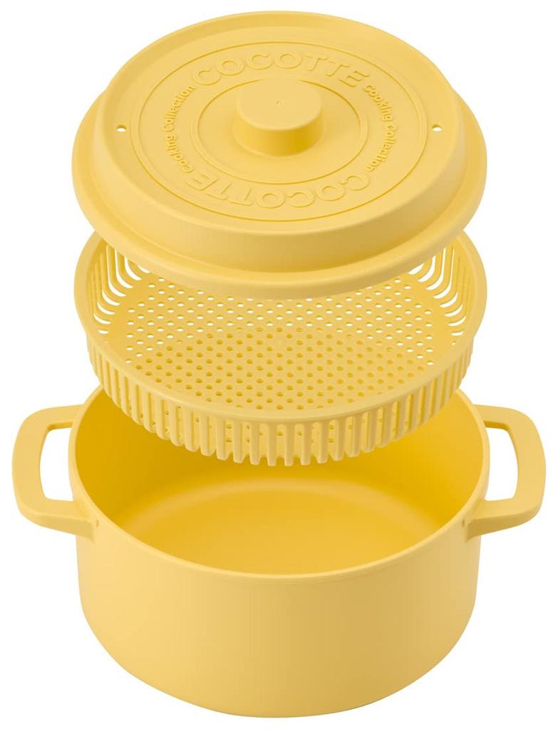 Skater Microwave Pot with Dishwasher Dull Made In Cocotte-Style Colander, Safe, 1600ml, 18cm, Yellow, Japan, MWCP2-A