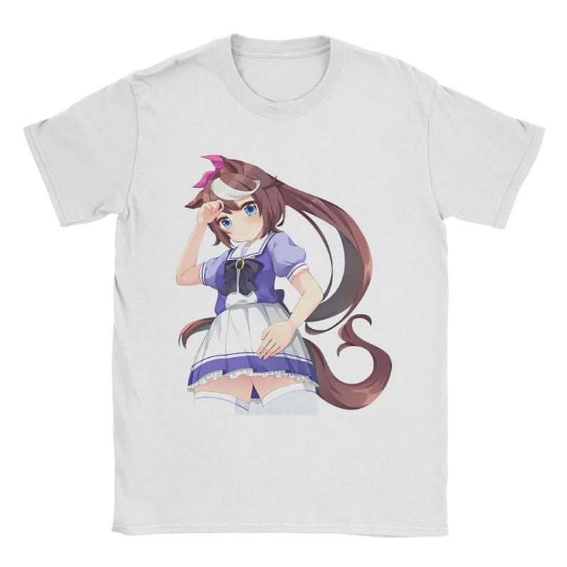 I Paused My Umamusume Career To Be Here Men T Shirt Tees Short Sleeve Round Collar T-Shirts Cotton Plus Size Clothes