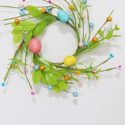 Funny Colorful Easter Egg Flower Wreath Festival Handmade Artificial Egg Wreath with Foam Eggs Candle Ring Ornament Kids Gifts