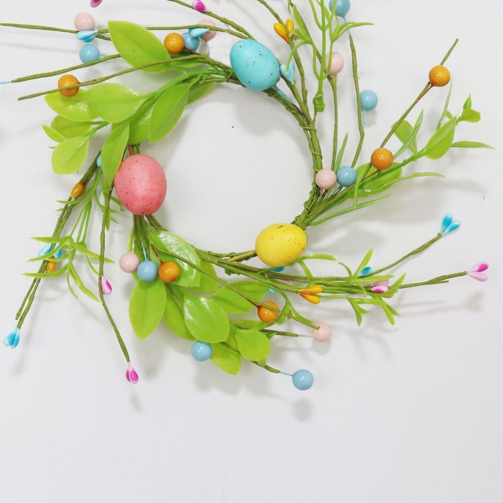 Funny Colorful Easter Egg Flower Wreath Festival Handmade Artificial Egg Wreath with Foam Eggs Candle Ring Ornament Kids Gifts
