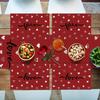 4/6pcs Set Valentine'S Day Red Background with White Hearts And Love Pattern Placemats Suitable for Home Kitchen, Dining Room, Party