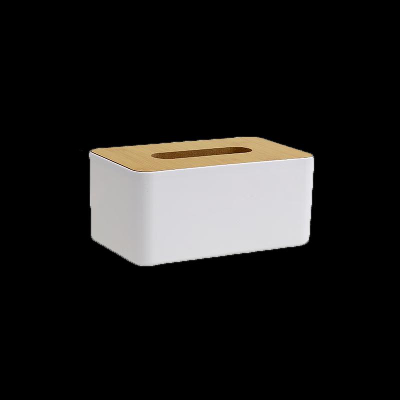 Wood Grain Tabletop Tissue Box with Storage