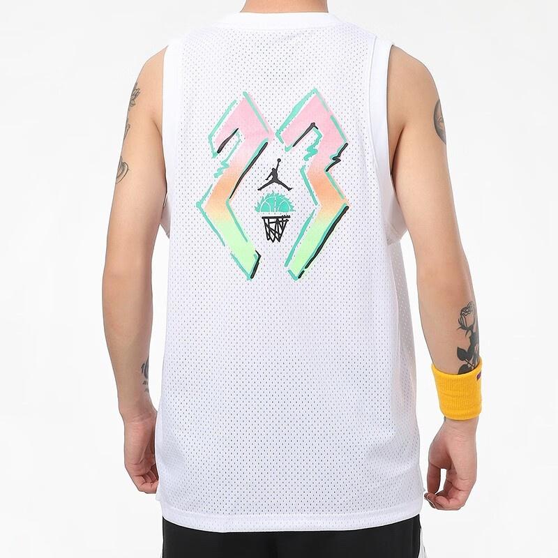 Gilet Senza Maniche Sportivo da Basket Ventilato Casual Air Jordan Uomo Bianco CZ4860-100