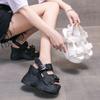 Fashion Summer New High-Heeled Sandals Thick-Soled Plus High Solid Color Open-Toed Sandals Wedge Platform Shoes Women's Shoes Size 34-39