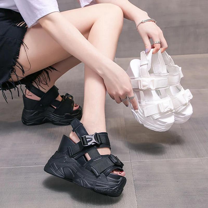 Fashion Summer New High-Heeled Sandals Thick-Soled Plus High Solid Color Open-Toed Sandals Wedge Platform Shoes Women's Shoes Size 34-39