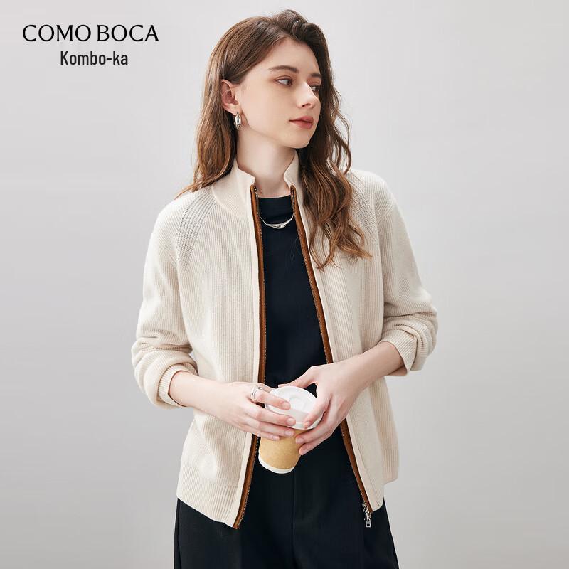 Kemengboka 2025 A/W Color Block Zipper Loose Thick Wool Cardigan for Women XL