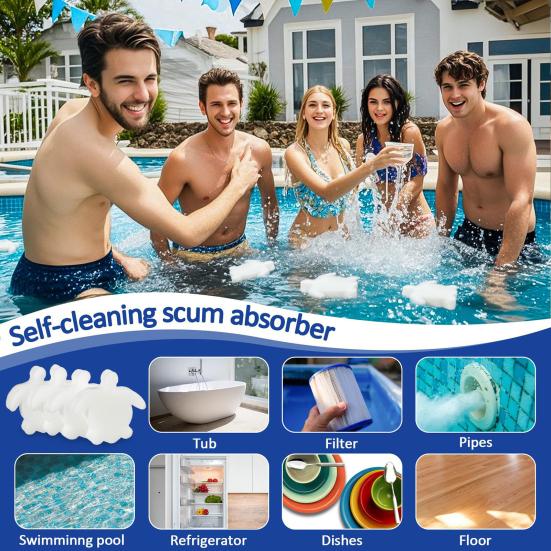 10Pcs Pool Sponges Oil Absorber Pool Scum Sponge Floating Grease Remover Sponge for Swimming Pool Hot Tub Spa Removes Scum Dirt Grease