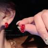 Sterling Silver Red Ear Clip Earrings (No Piercing) - Chinese New Year 2026 Girls' New Style, Light Luxury High-End.
