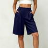 Women Casual Loose Fit Wide Leg Bermuda Shorts with Pockets Mid Length Street Style Five Point Pants Comfortable Everyday Wear