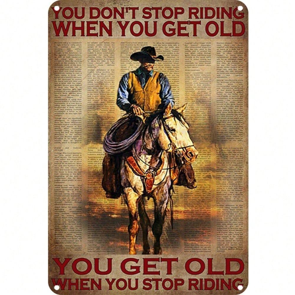 Vintage Cowboy Metal Wall Art Poster for Living Room Decor
