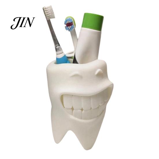 Bathroom Accessory 3D Printed Toothbrush Holder, Artistic Tooth Model Stable Base Holder Smiling Stand, Desktop Display Stand for Accessories