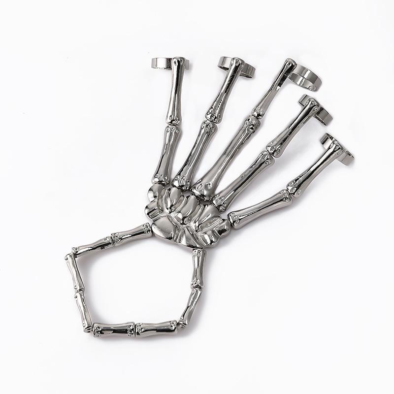 Popular European & American Metallic Skull Skeleton Bracelet, Ghost Claw Finger Bracelet, Halloween Jewelry