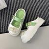 Flower casual light mouth buckle Mary Jane bag head slippers thick sole versatile height-increasing sandals women's 2025 summer and autumn new models