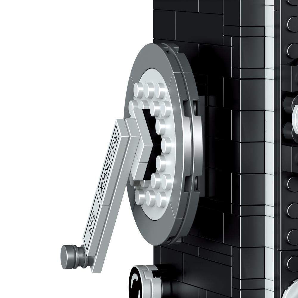 KNEW BUILT Retro digitální fotoaparát Model Mini cihlové hračky pro chlapce Dospělí Montáž Designové stavebnice Klasická sběratelská kamera