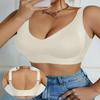 Plus Size Women's Seamless Ribbed Minimizer  Wireless Full Coverage Support BraletteCasual Comfortable Everyday Bra for Large Bust