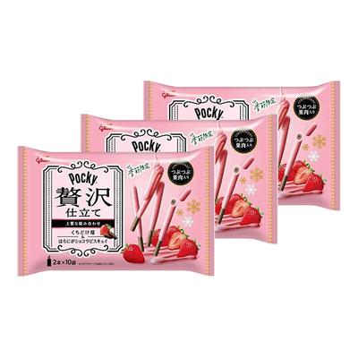 Ezaki Glico Pocky Luxury Kuchidoke Strawberries 2 Bottles X 10 Bags Bulk Purchase X 3 Pieces Set