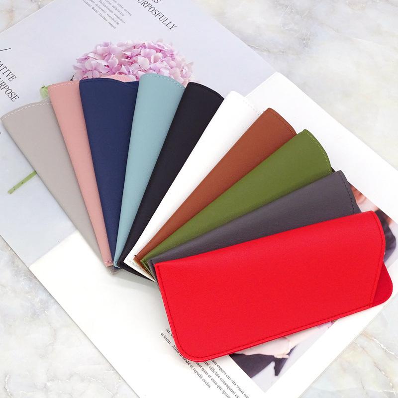 Custodia per occhiali da sole in pelle di colore puro Custodia per occhiali da lettura Custodia morbida in pelle PU Borsa per occhiali Tasca protettiva per occhiali