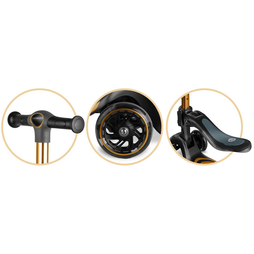 Nukido Flippo Three-Wheeled Scooter For Children With A Balance Seat - Gold