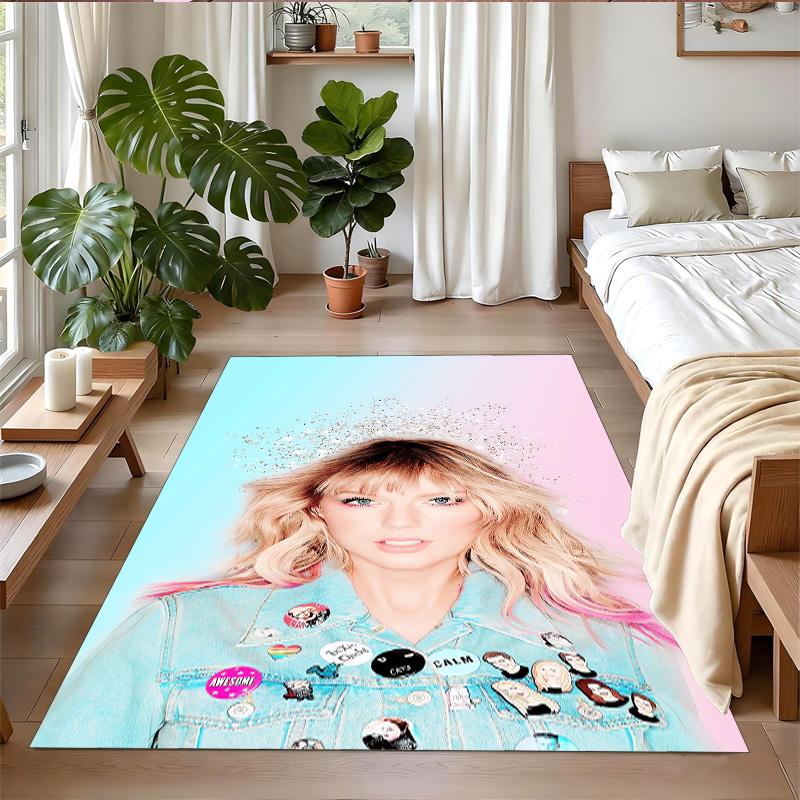 Tappeto in Velluto Cristallo Peluche Stampa Taylor Swift Anti?Indumenti da notte?Tappeto da Pavimento Resistente per Decorazione Domestica Interna